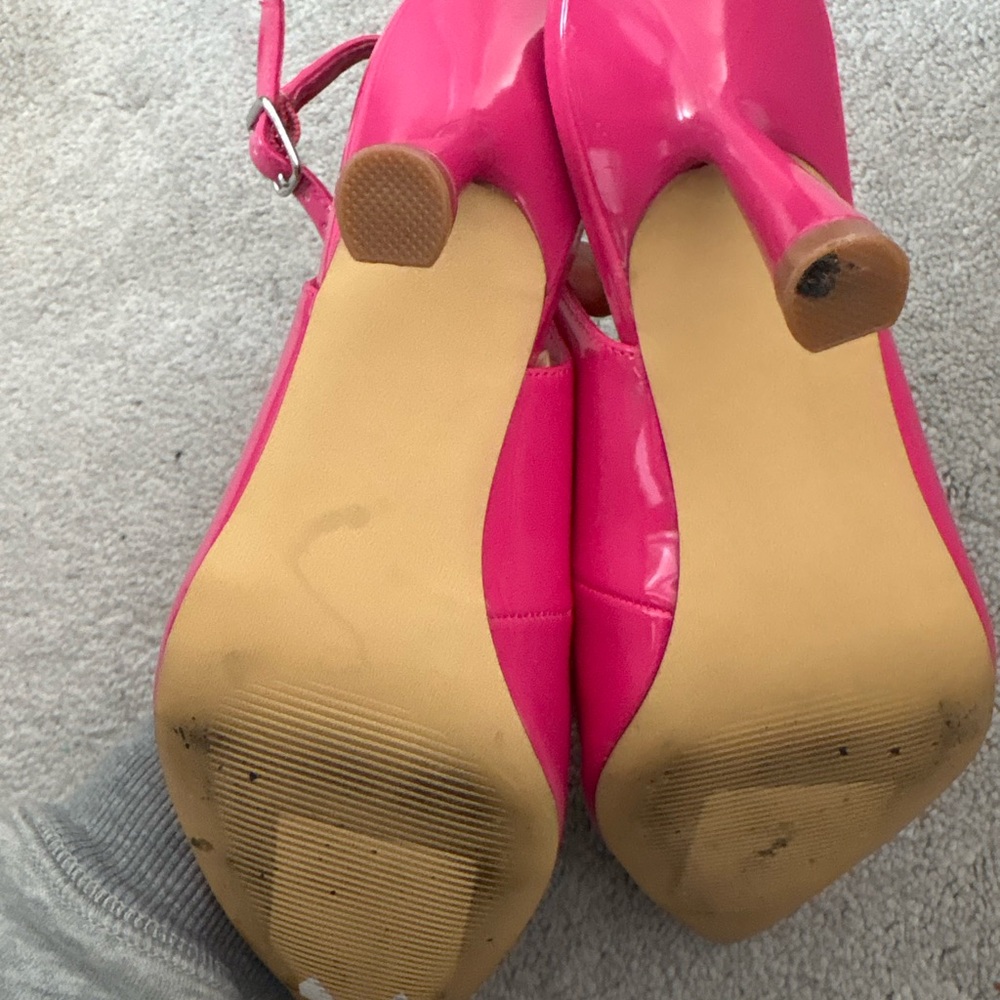 Abound Hot Pink Jeweled Pointed Toe Slingback Heels - Picture 2 of 5